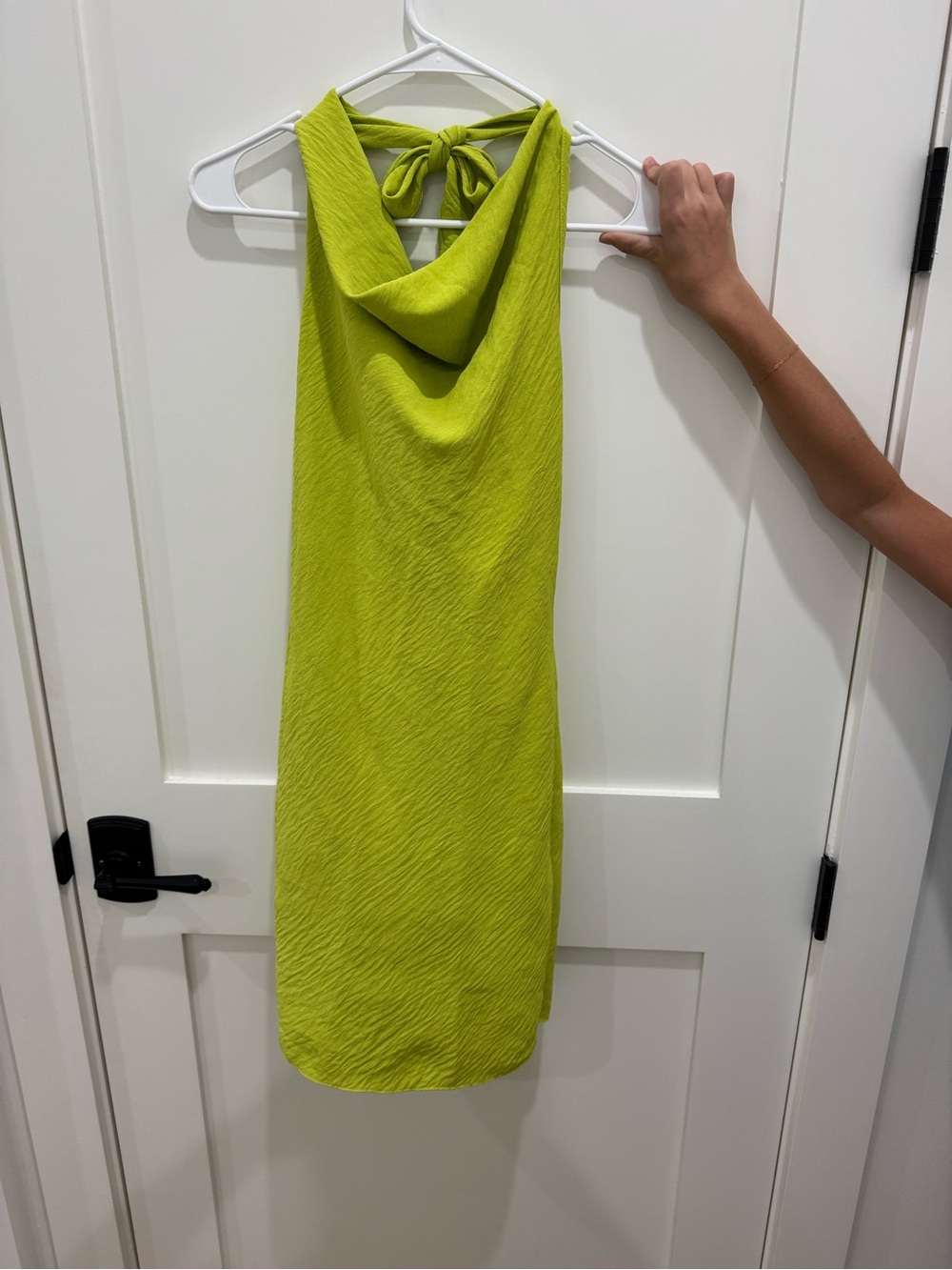 Lime Green Halter Tie-Back Dress